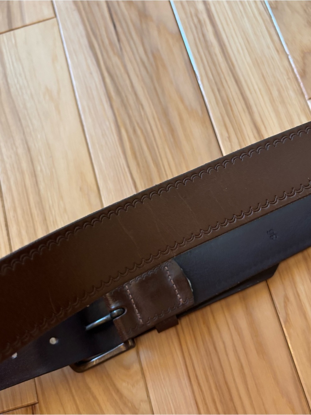 J. Crew Brown Leather Belt Size 36 - Picture 6 of 10